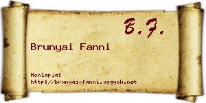 Brunyai Fanni névjegykártya